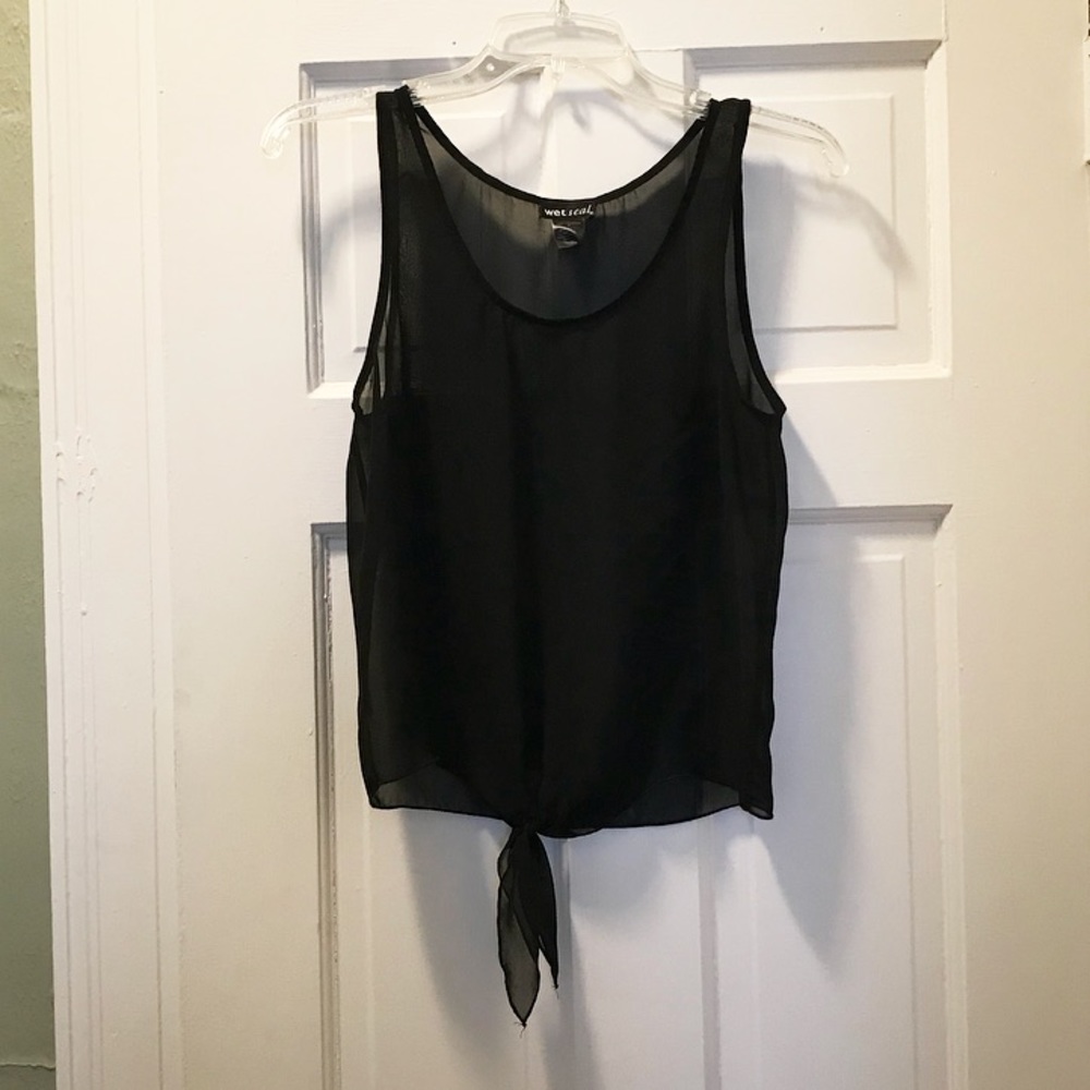 Wet Seal Black Sheer Top